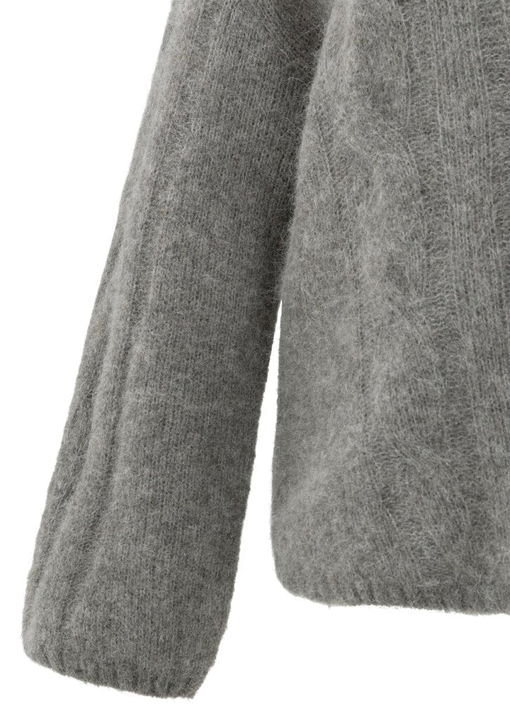 YAYA - Trui Soft Cable Alpaca Taupe Grey Melange - Luxedy