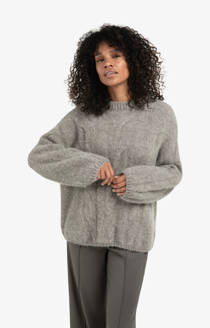 YAYA - Trui Soft Cable Alpaca Taupe Grey Melange - Luxedy