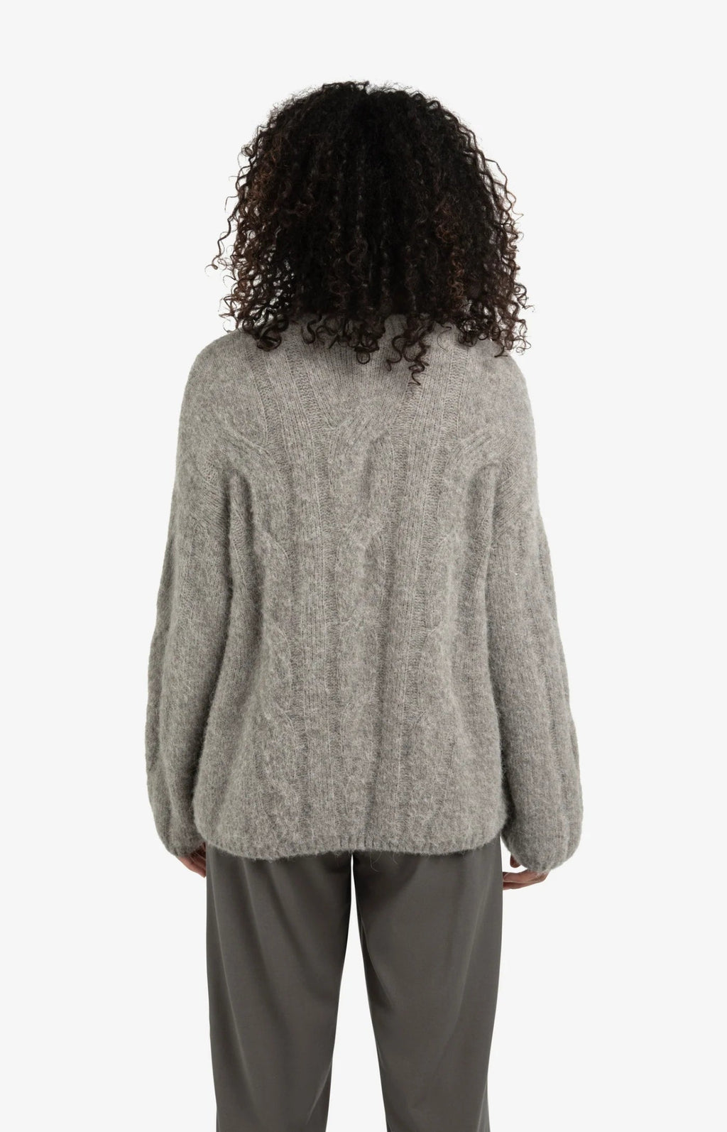 YAYA - Trui Soft Cable Alpaca Taupe Grey Melange - Luxedy