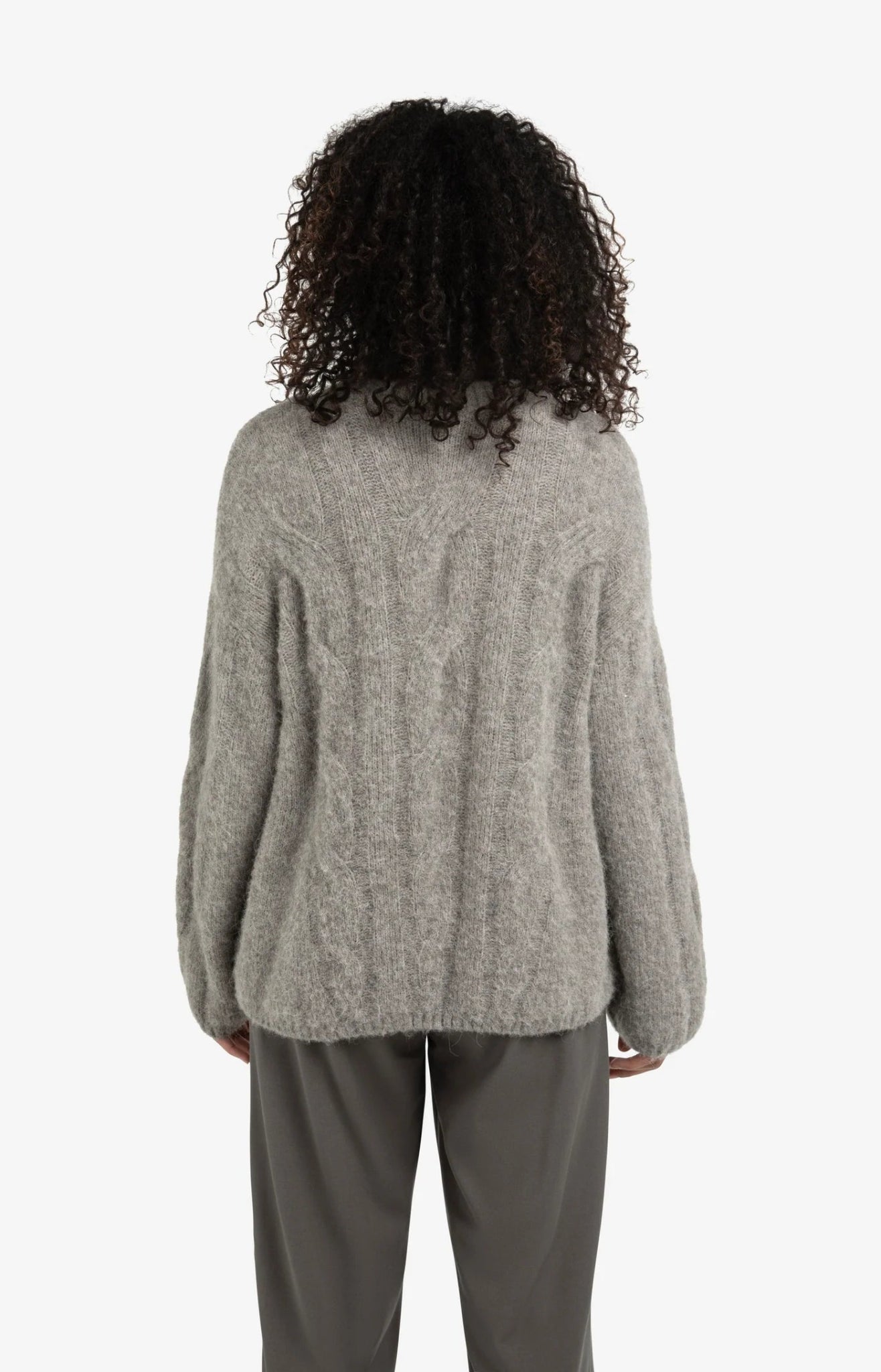 YAYA - Trui Soft Cable Alpaca Taupe Grey Melange - Luxedy