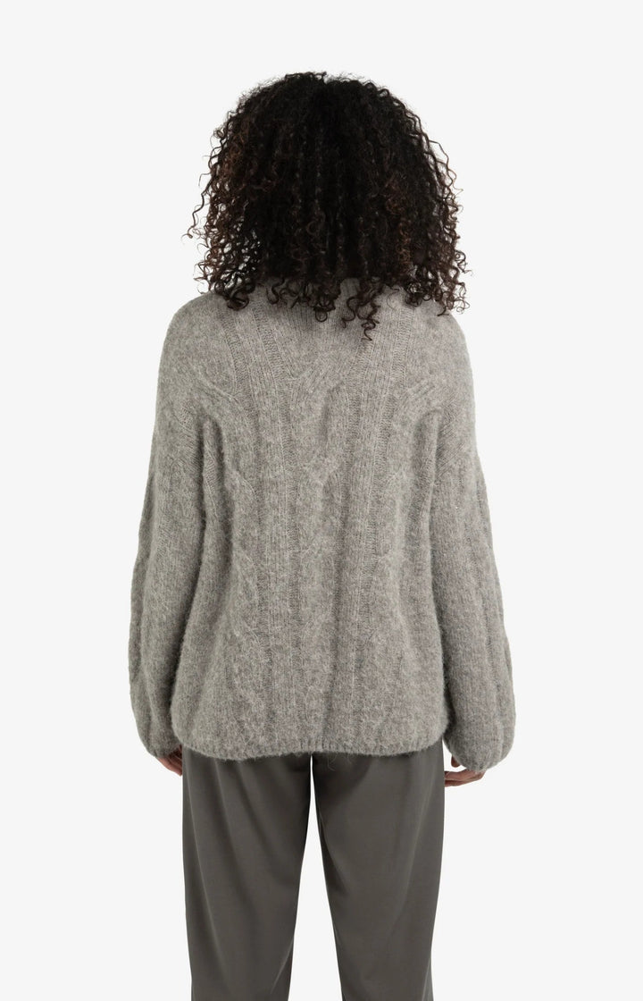 YAYA - Trui Soft Cable Alpaca Taupe Grey Melange - Luxedy