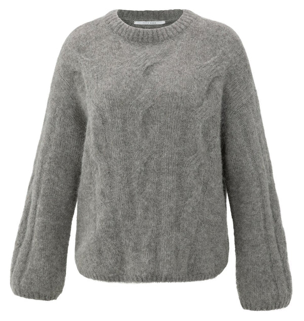 YAYA - Trui Soft Cable Alpaca Taupe Grey Melange - Luxedy