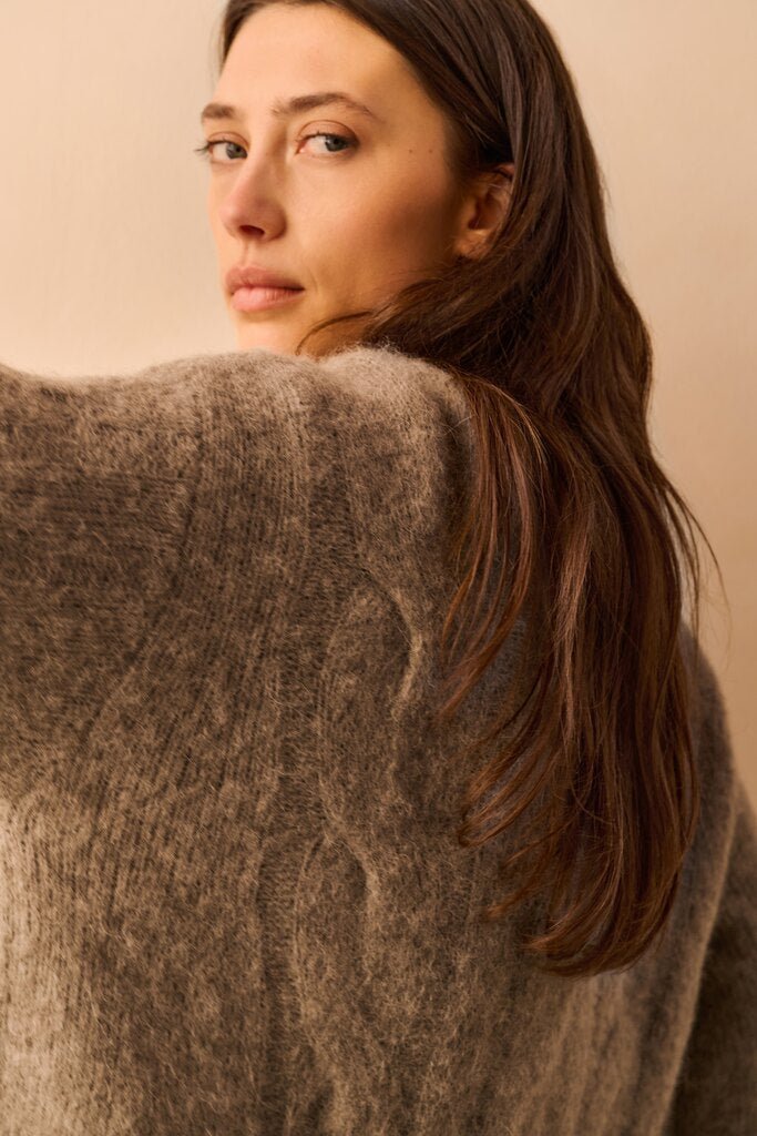 YAYA - Trui Soft Cable Alpaca Taupe Grey Melange - Luxedy