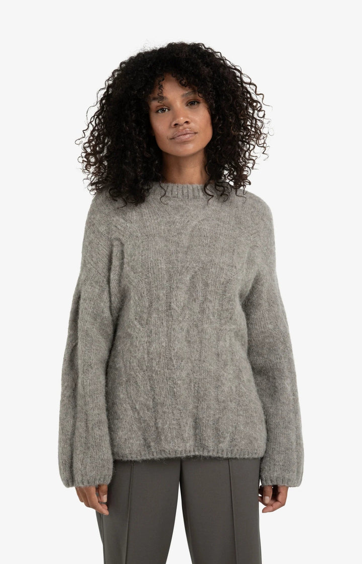 YAYA - Trui Soft Cable Alpaca Taupe Grey Melange - Luxedy