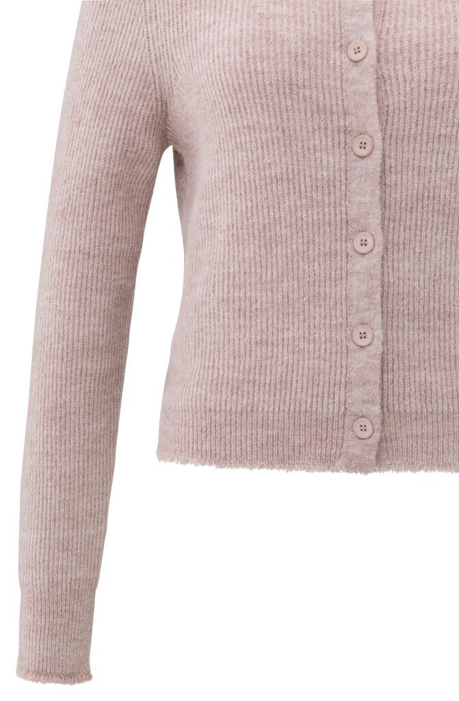 YAYA - Trui Trim Details Cardigan Shadow Grey Pink Melange - Luxedy