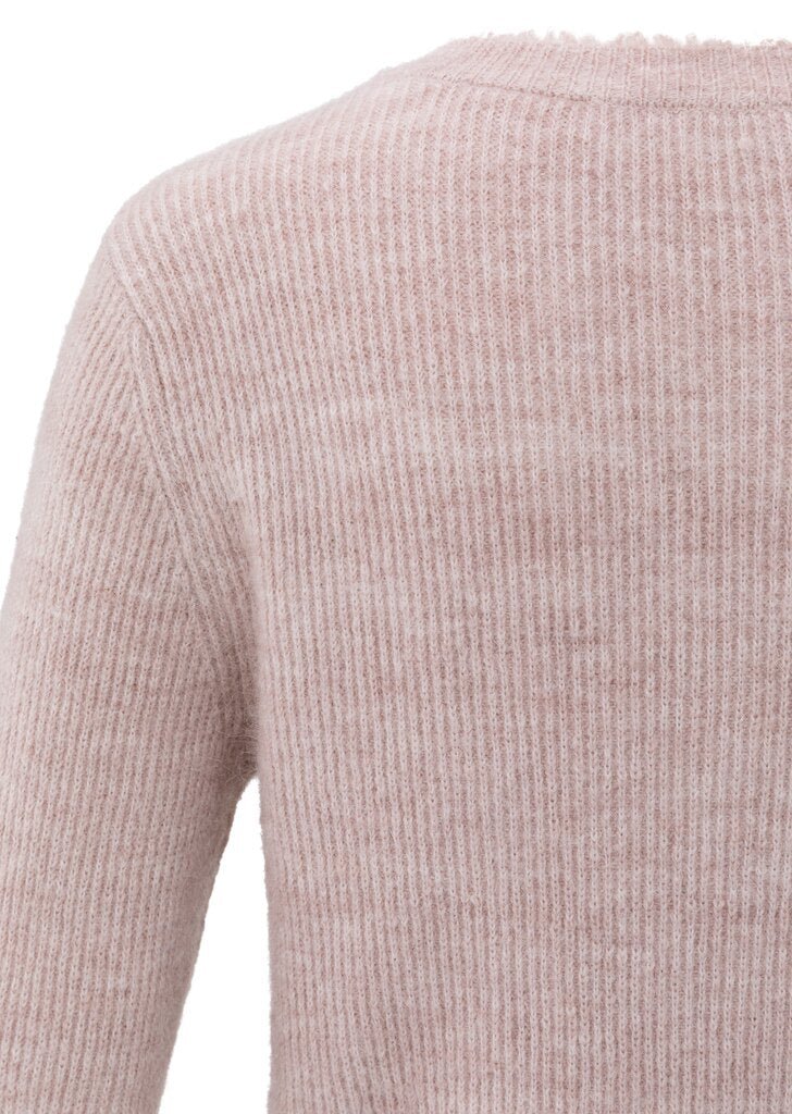 YAYA - Trui Trim Details Cardigan Shadow Grey Pink Melange - Luxedy
