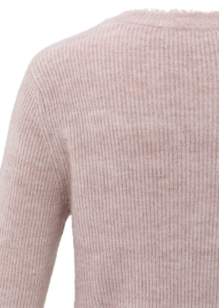 YAYA - Trui Trim Details Cardigan Shadow Grey Pink Melange - Luxedy