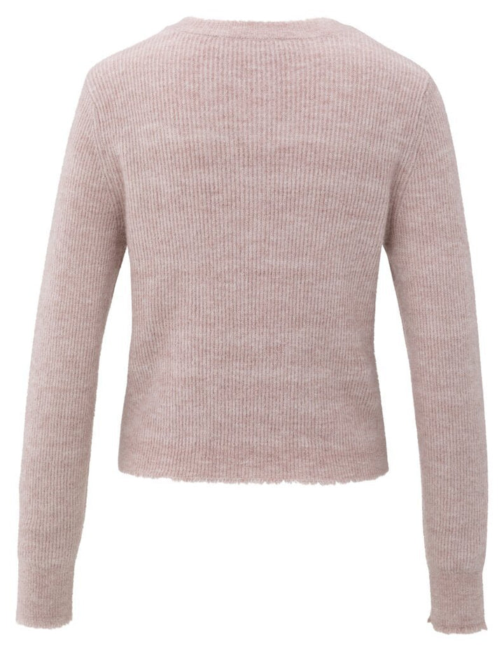 YAYA - Trui Trim Details Cardigan Shadow Grey Pink Melange - Luxedy