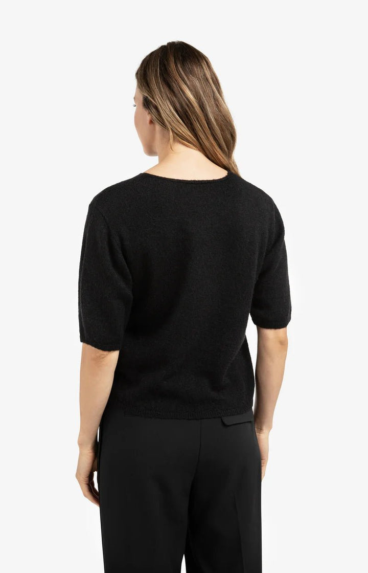 YAYA - Trui V - Neck Beads Black - Luxedy