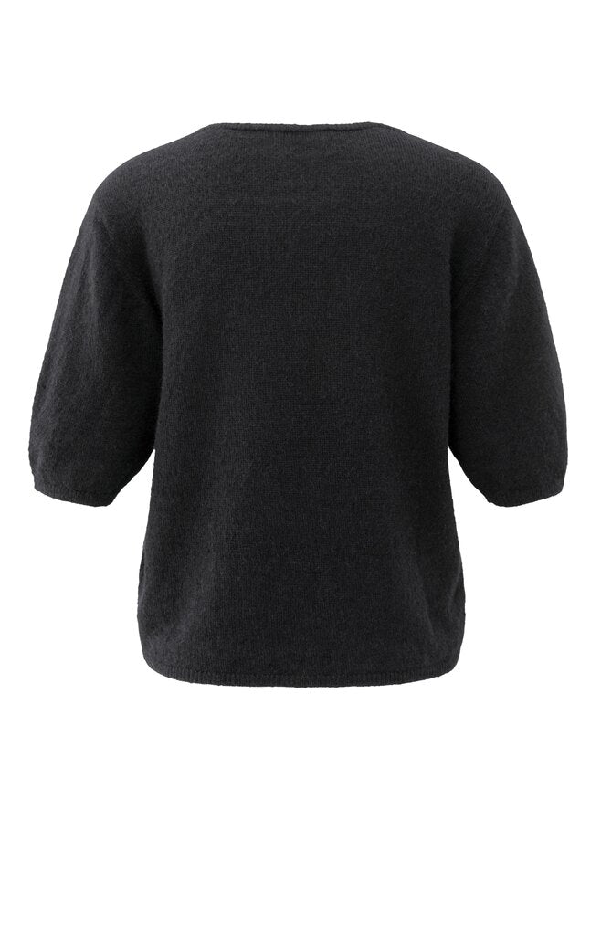 YAYA - Trui V - Neck Beads Black - Luxedy