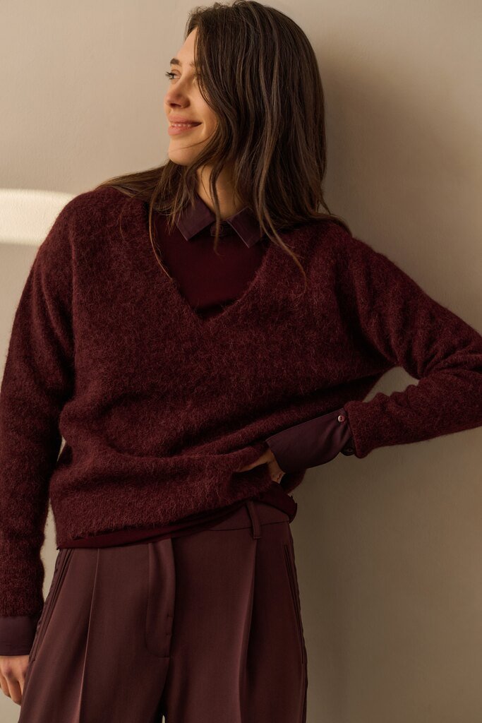 YAYA - Trui V - Neck Fudge Purple - Luxedy