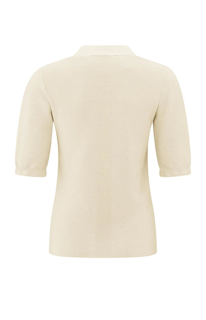 YAYA - Trui V - Neck Offwhite Knit - Luxedy