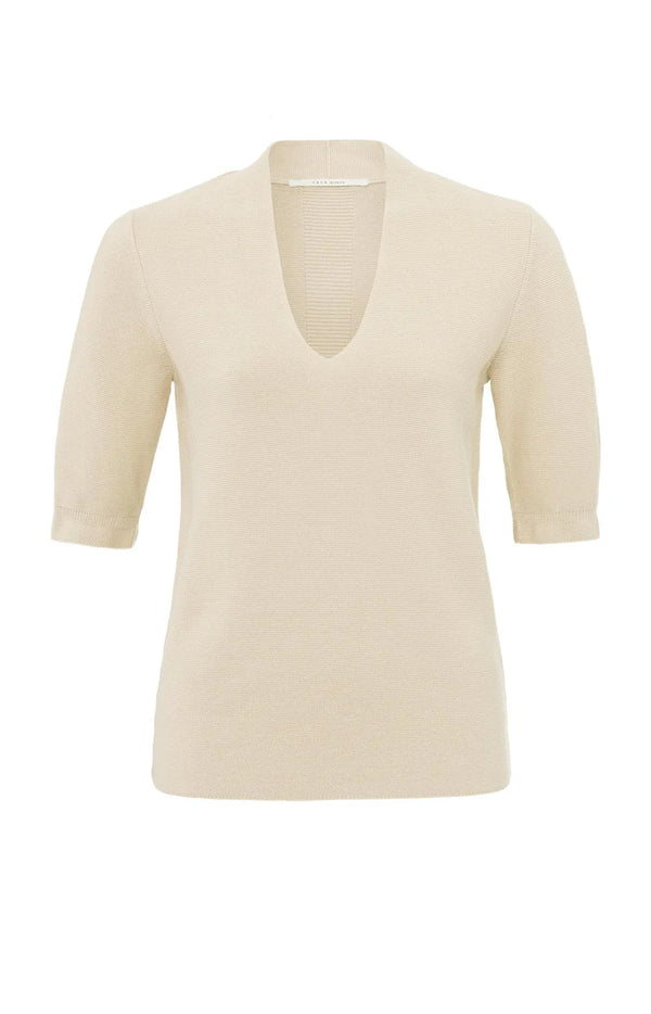 YAYA - Trui V - Neck Offwhite Knit - Luxedy
