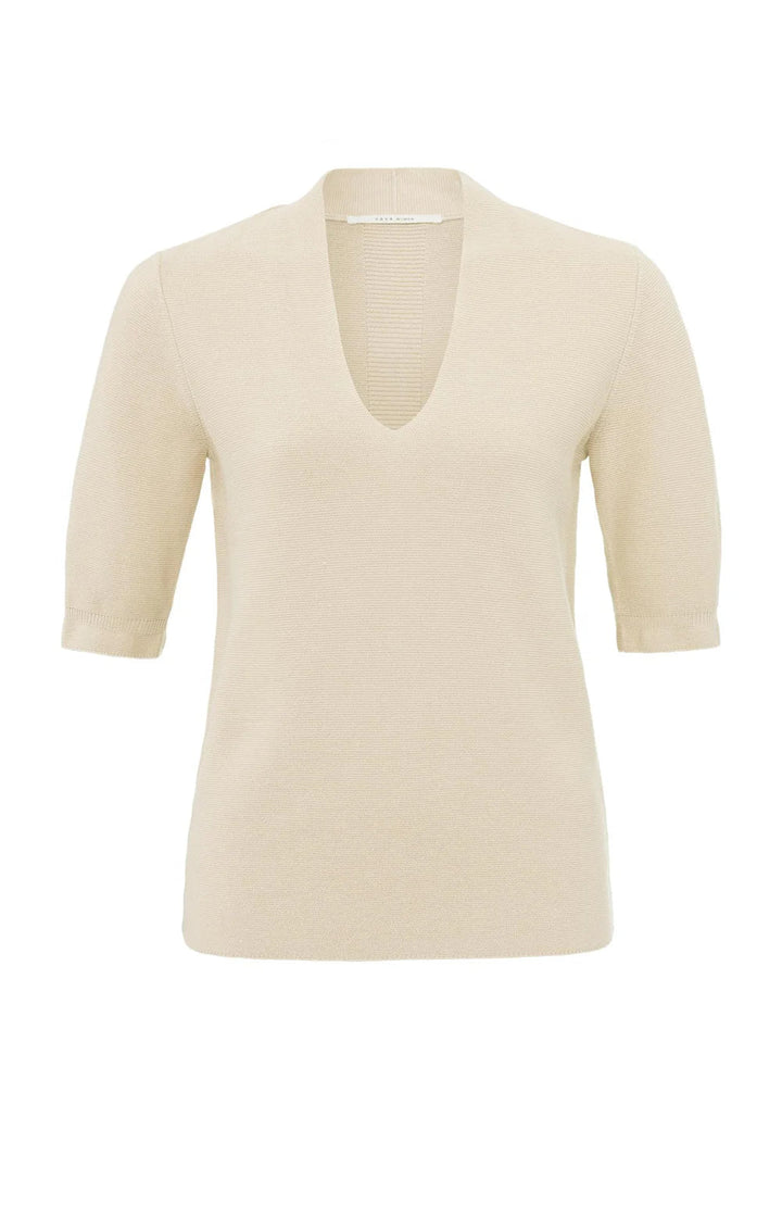 YAYA - Trui V - Neck Offwhite Knit - Luxedy
