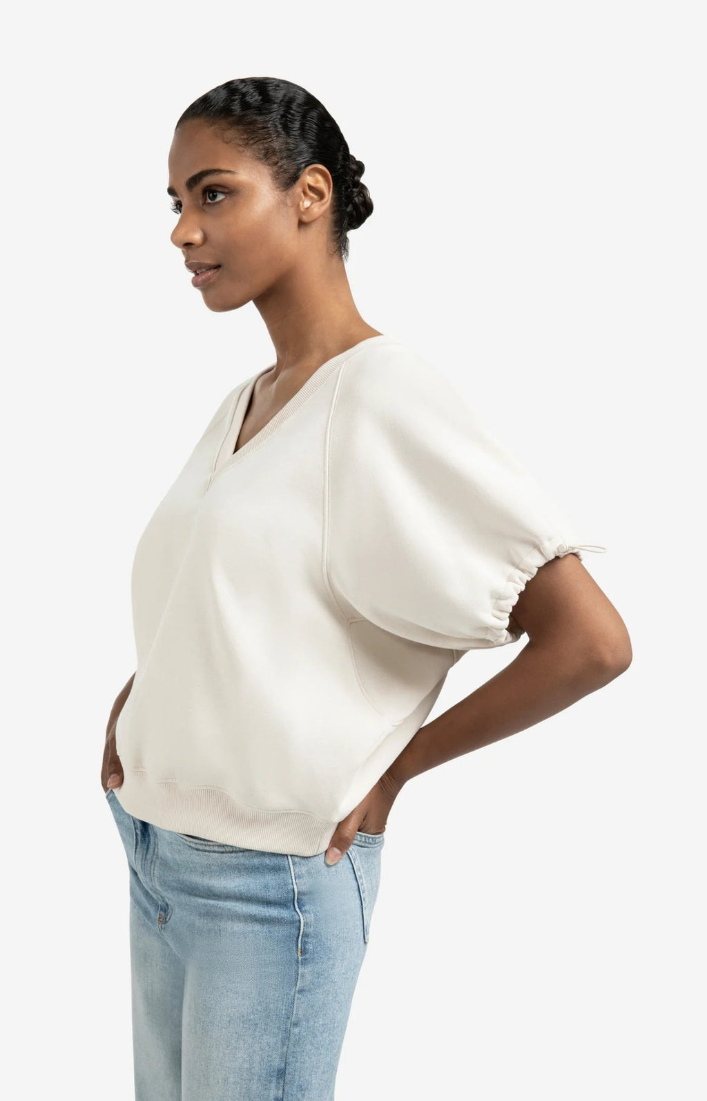 YAYA - Trui V - Neck Sweater Chalk White - Luxedy