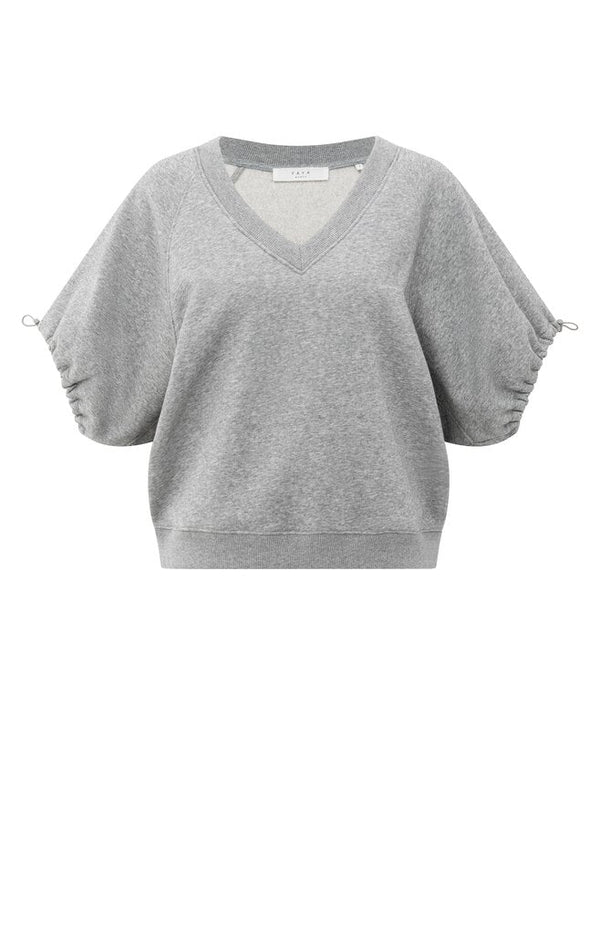 YAYA - Trui V - Neck Sweater Medium Grey Melange - Luxedy
