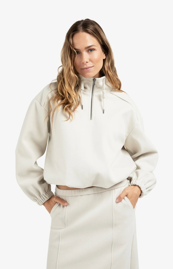 YAYA - Trui Zip Collar Cloud Grey Melange - Luxedy