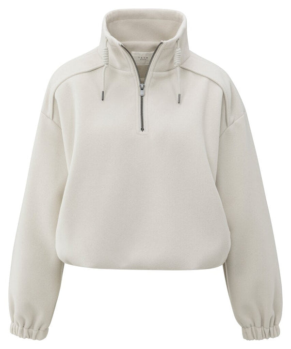YAYA - Trui Zip Collar Cloud Grey Melange - Luxedy