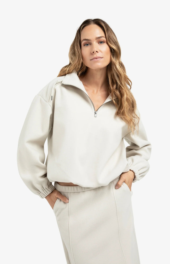 YAYA - Trui Zip Collar Cloud Grey Melange - Luxedy