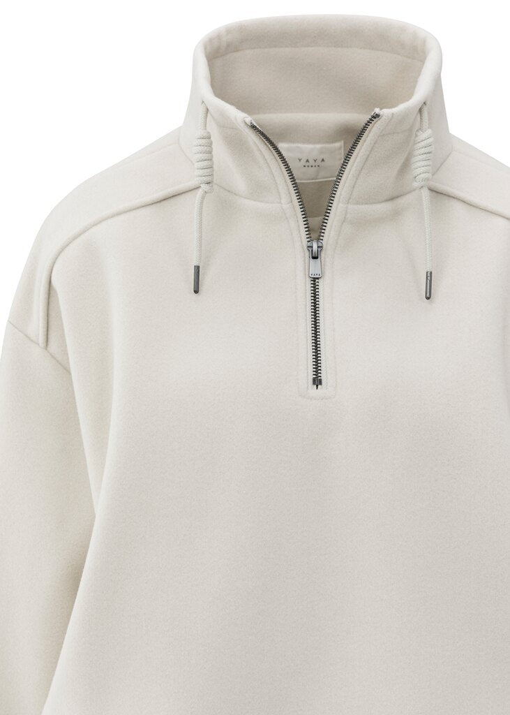 YAYA - Trui Zip Collar Cloud Grey Melange - Luxedy