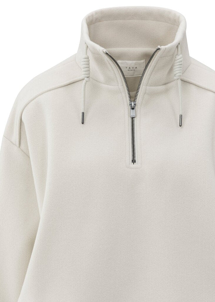 YAYA - Trui Zip Collar Cloud Grey Melange - Luxedy