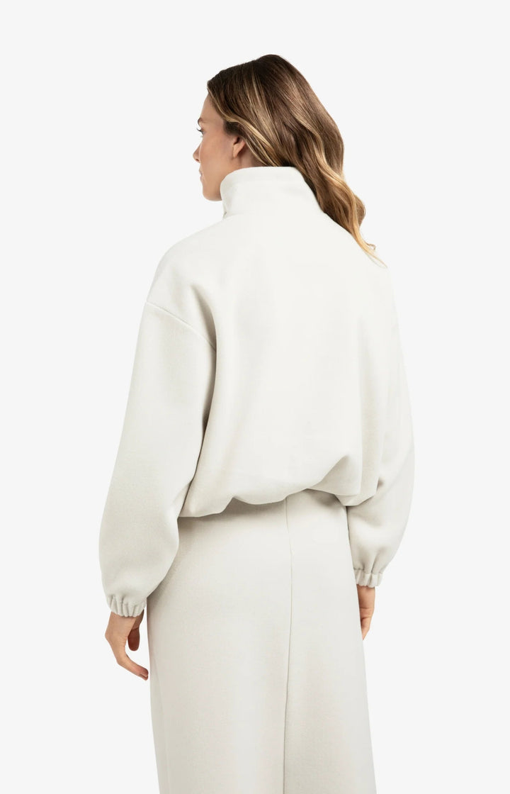 YAYA - Trui Zip Collar Cloud Grey Melange - Luxedy