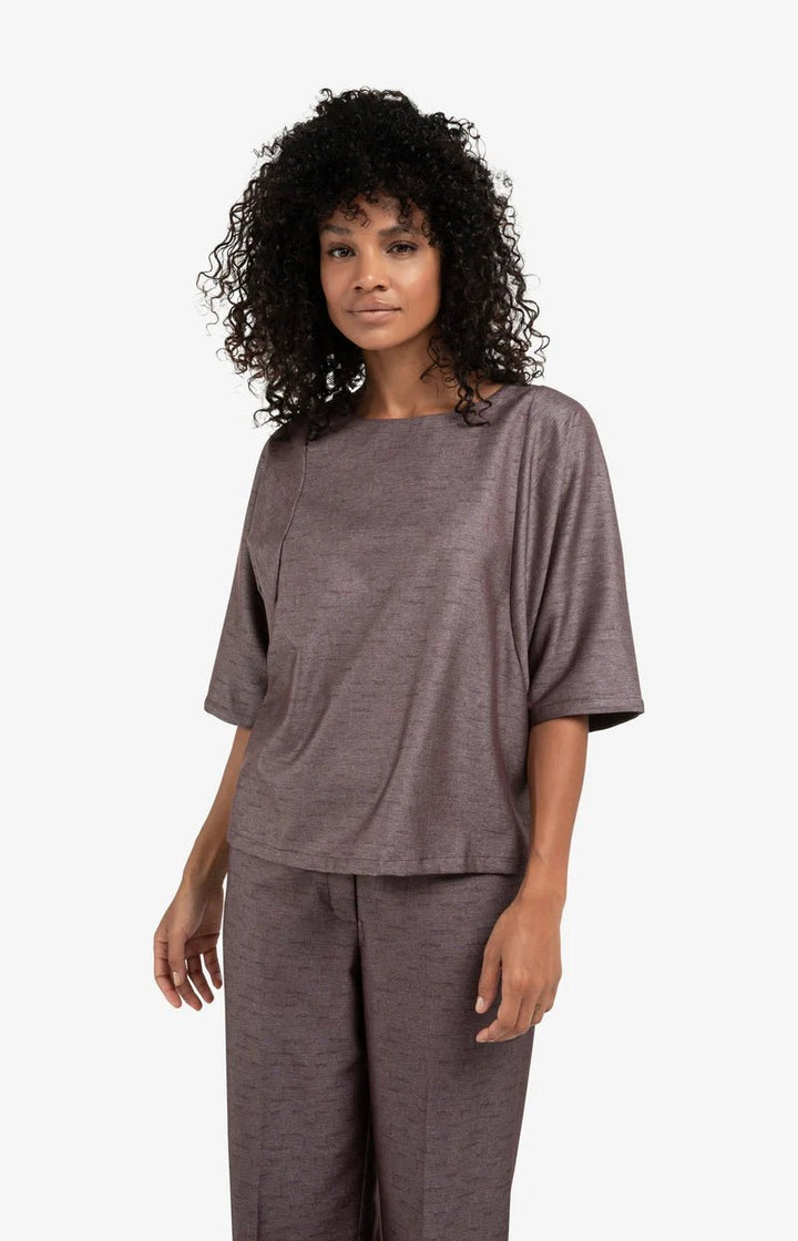 YAYA - Woven Shirt Fudge Purple Dessin - Luxedy