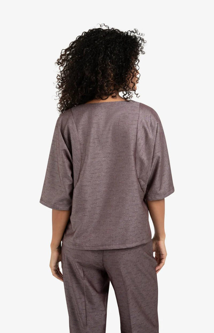YAYA - Woven Shirt Fudge Purple Dessin - Luxedy
