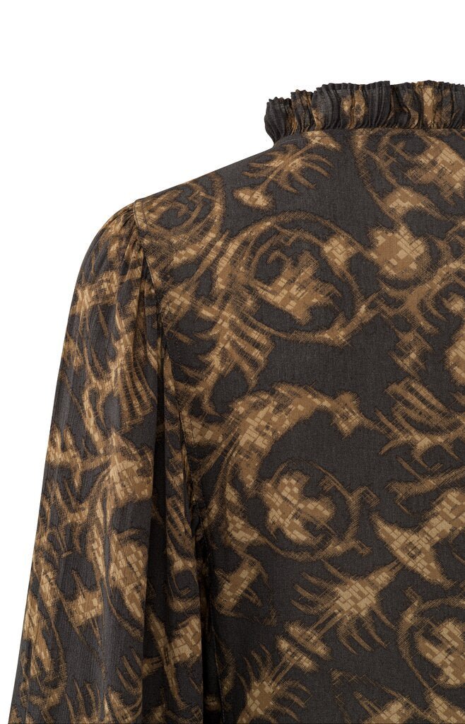 YAYA - Woven Top Round Neck Phantom Dessin - Luxedy