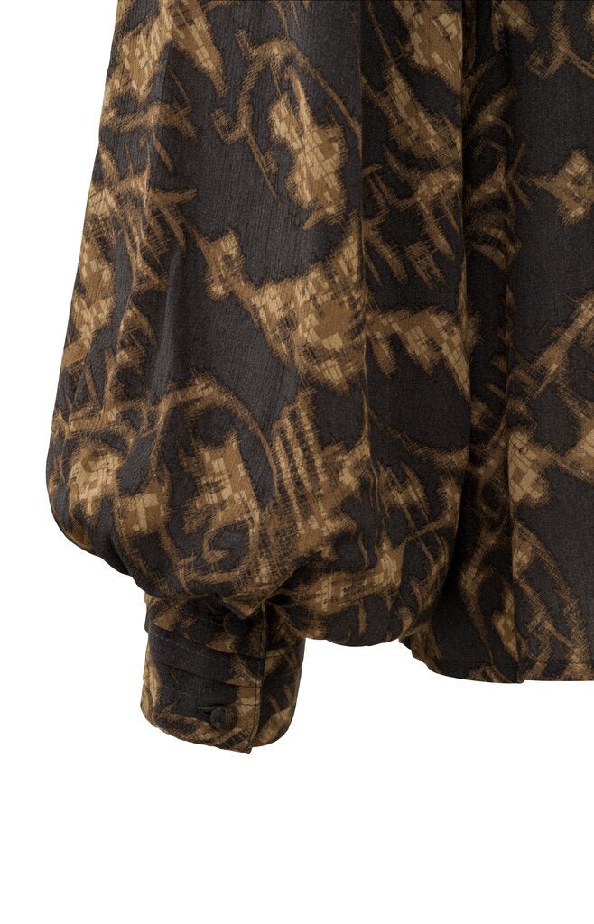 YAYA - Woven Top Round Neck Phantom Dessin - Luxedy