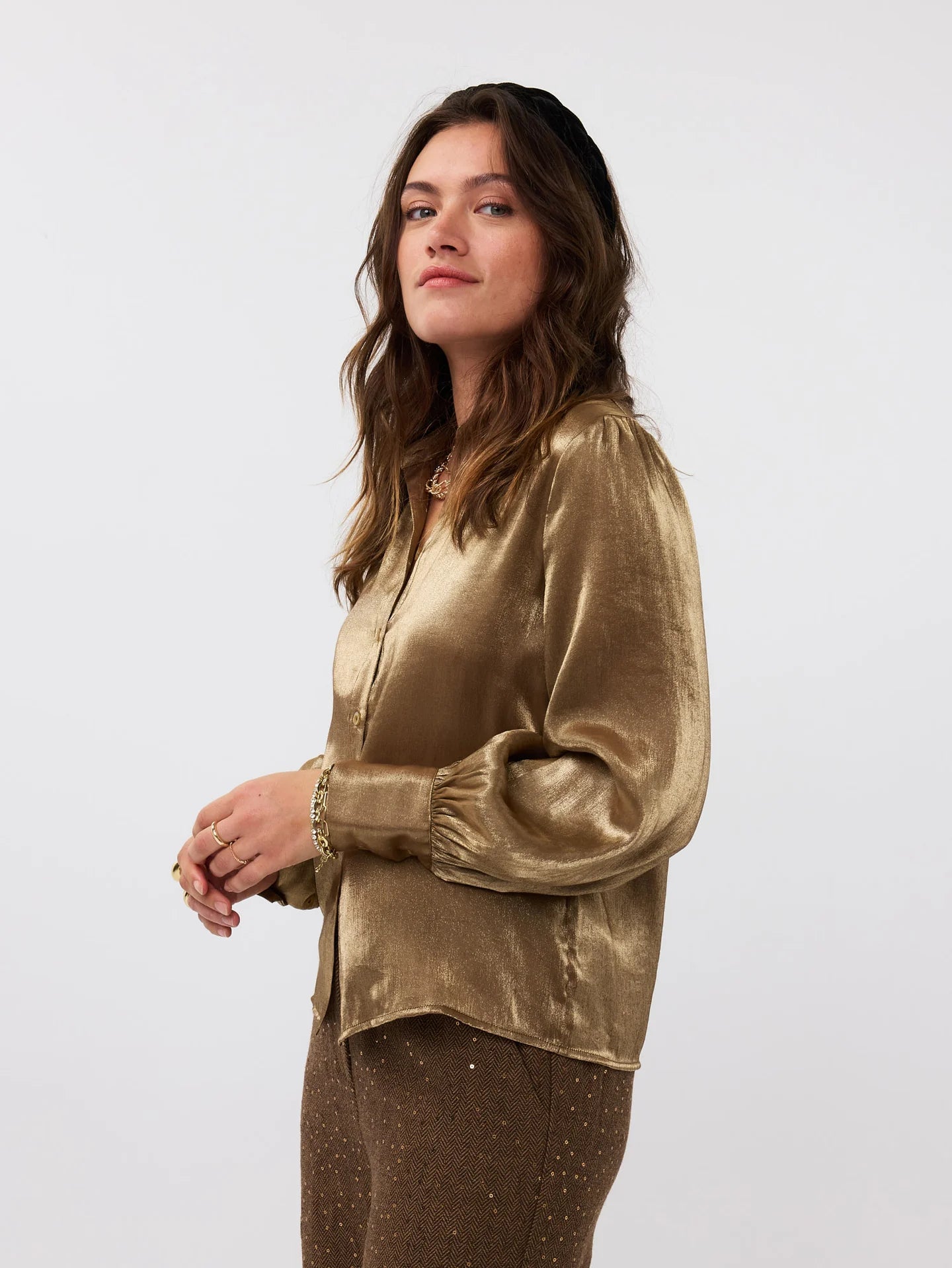 Ydence - Blouse Bo Gold - Luxedy