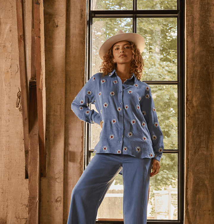 Ydence - Blouse Gabia Denim Blue - Luxedy