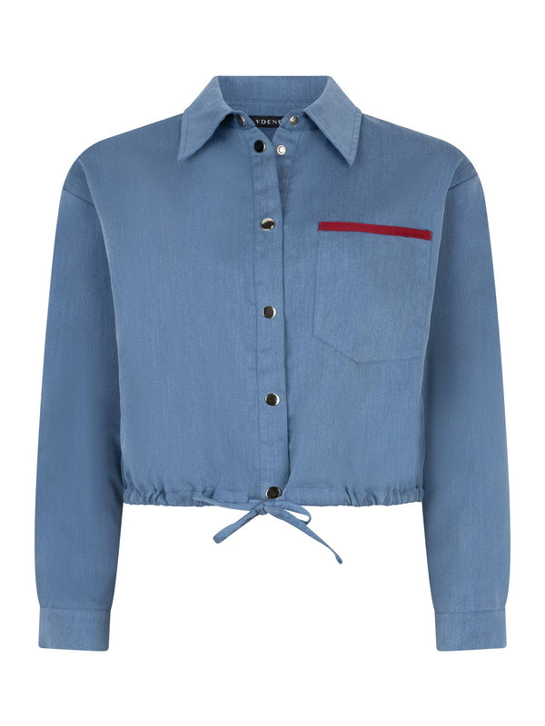 Ydence - Blouse Kess Denim Blue Burgundy - Luxedy