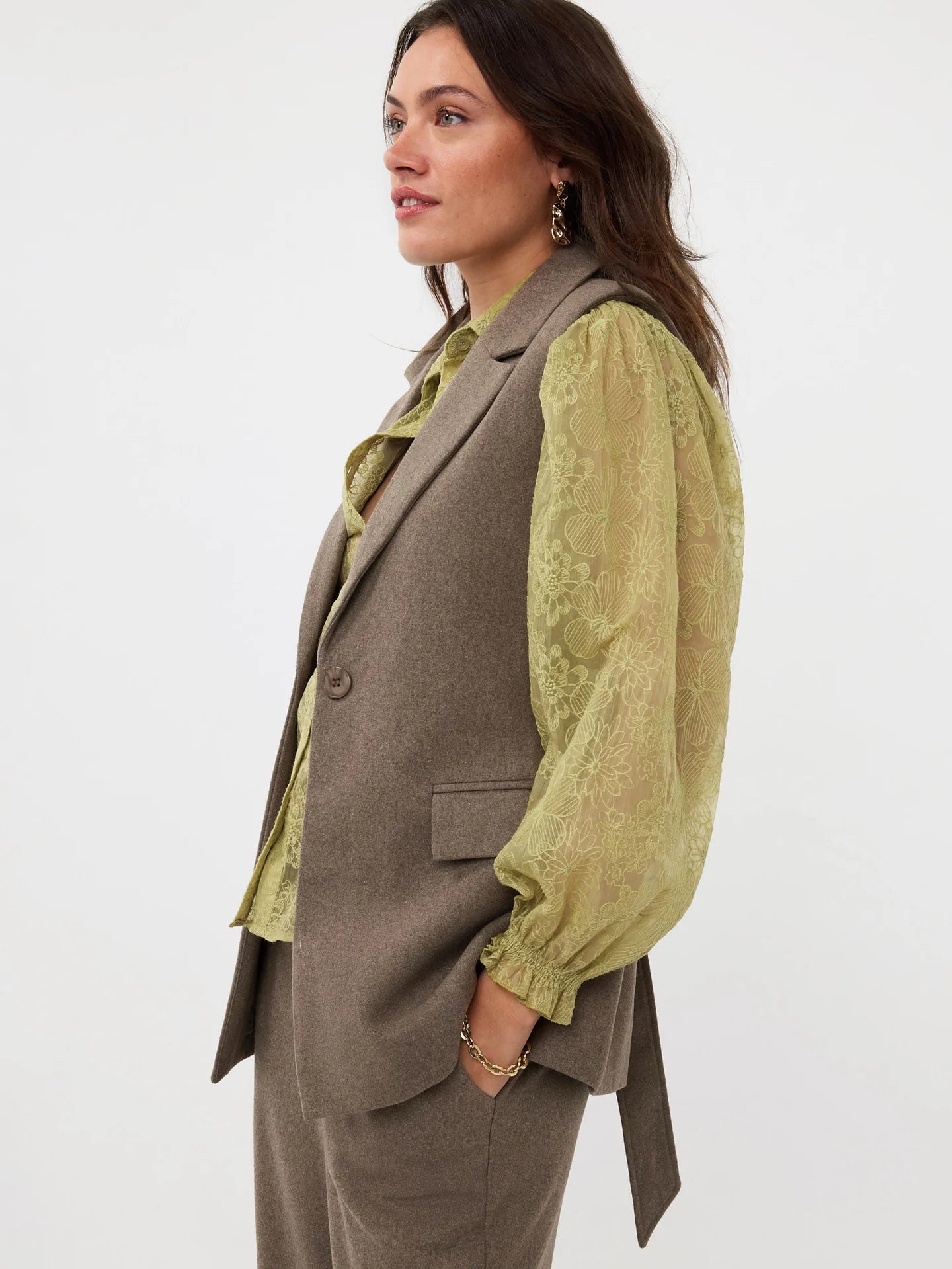 Ydence - Blouse Maura Olive Green - Luxedy