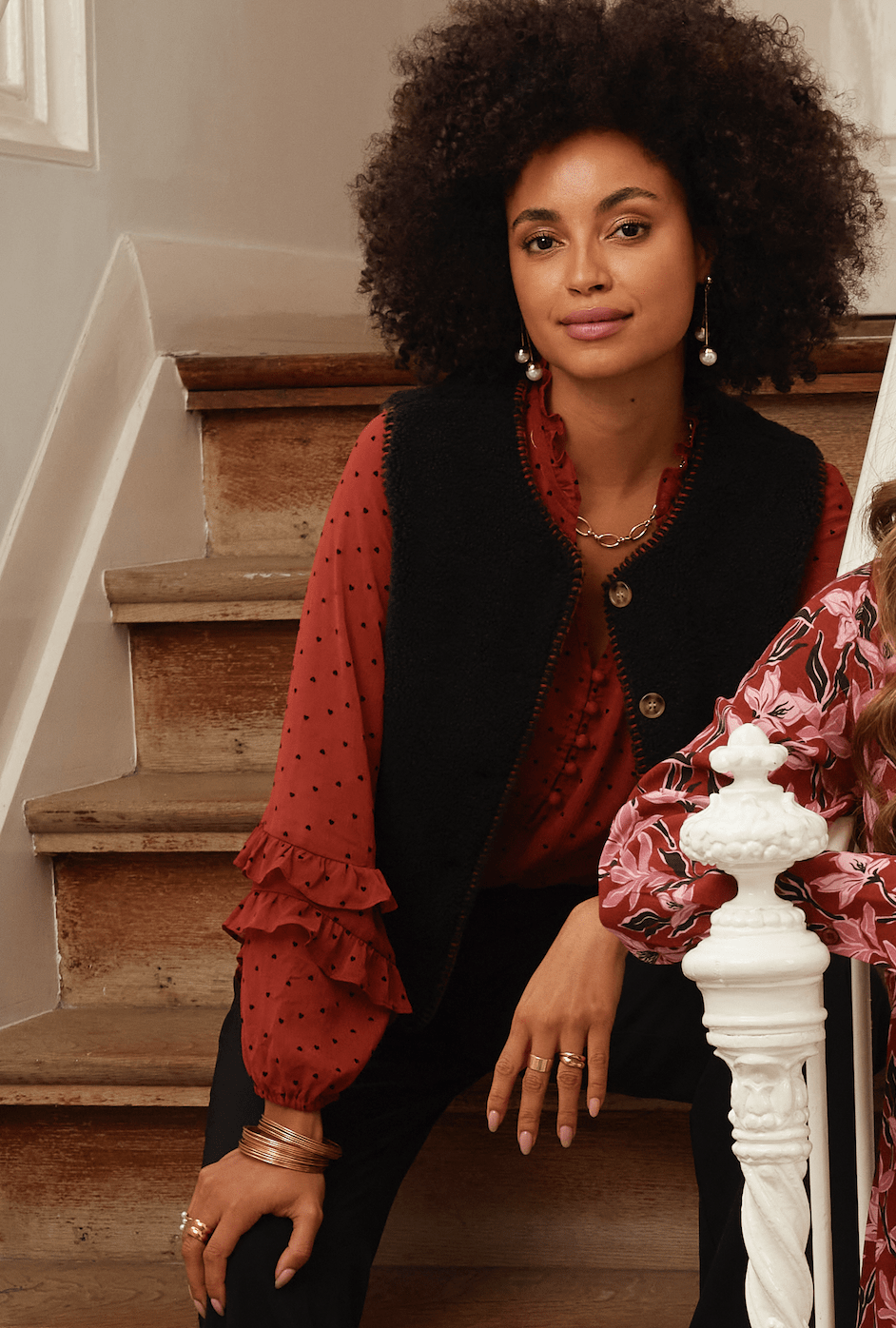 Ydence - Blouse Nola Hearts Brick - Luxedy