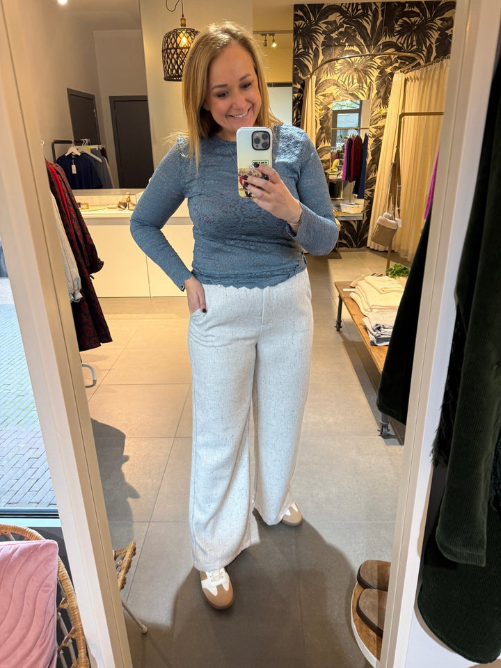 Ydence - Broek Leona Ecru/Grey - Luxedy