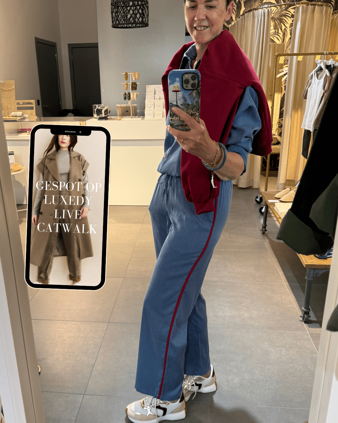 Ydence - Broek Zizi Denim Blue Burgundy - Luxedy