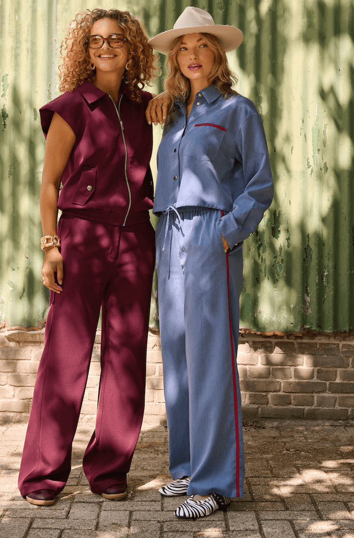 Ydence - Broek Zizi Denim Blue Burgundy - Luxedy