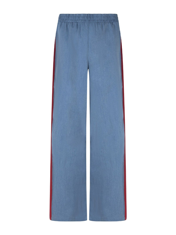 Ydence - Broek Zizi Denim Blue Burgundy - Luxedy