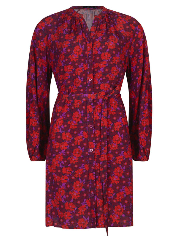Ydence - Jurk Loa Red Purple Flowers - Luxedy