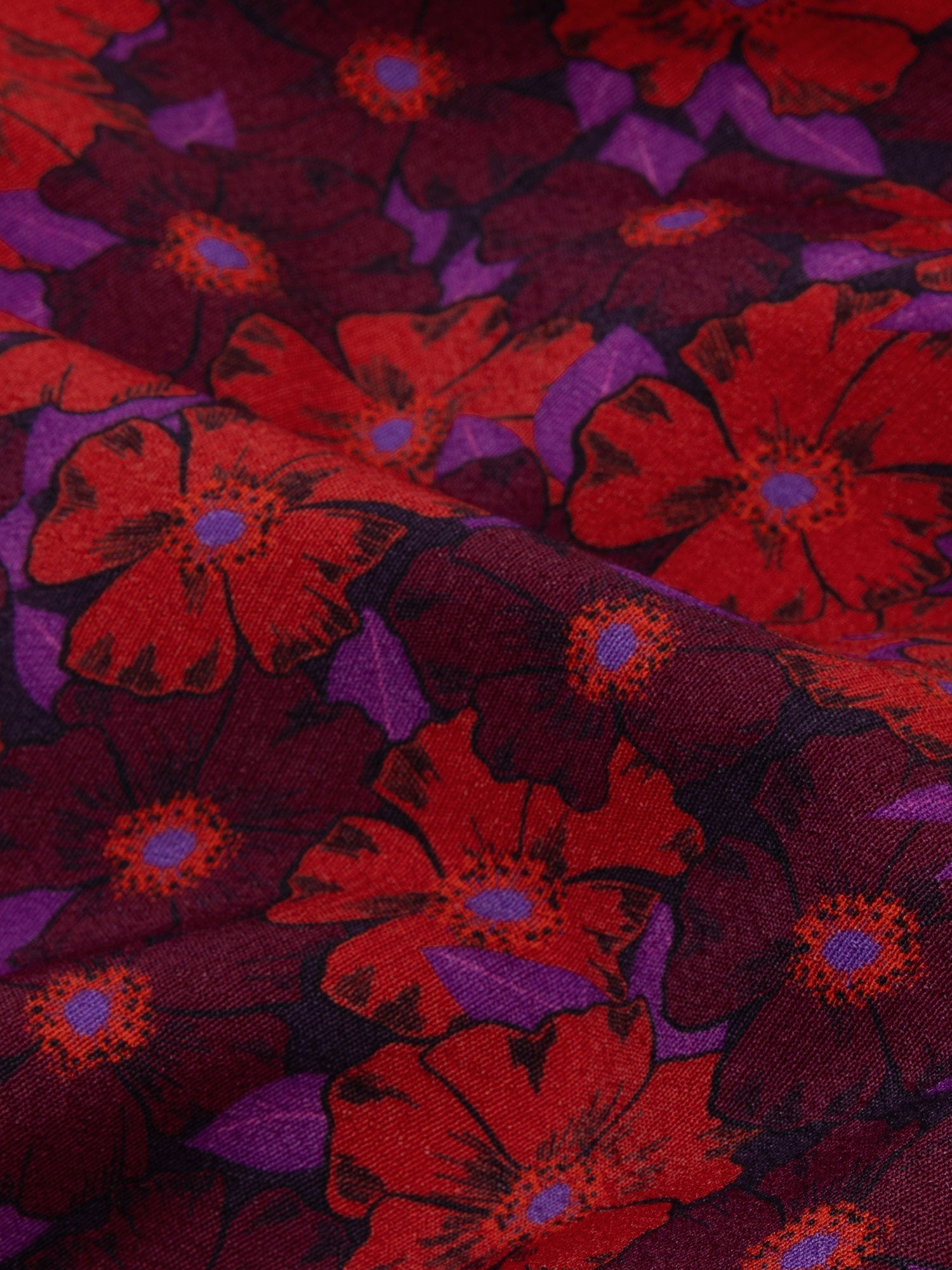 Ydence - Jurk Loa Red Purple Flowers - Luxedy