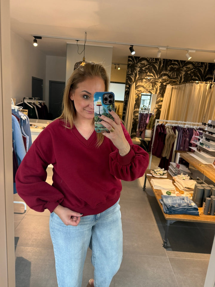 Ydence - Sweater Kyomi Burgundy - Luxedy