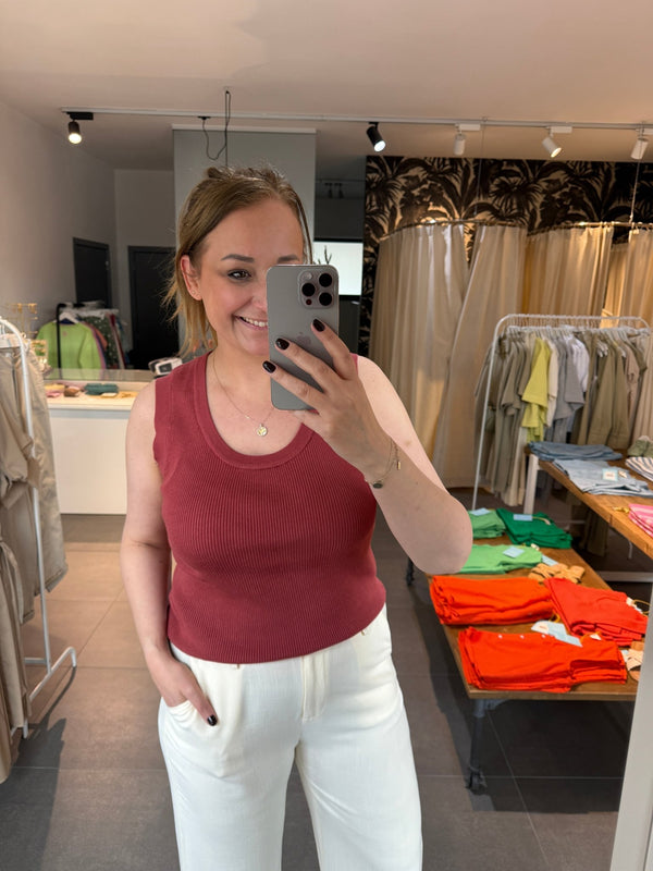 Ydence - Top Knitted Keely Brick Red - Luxedy