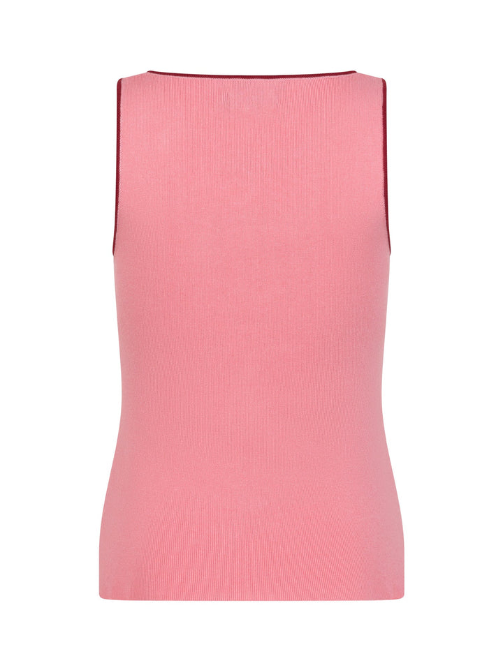 Ydence - Top Knitted Lenny Soft Pink & Stone Red - Luxedy