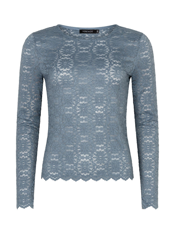 Ydence - Top Loiza Broderie Blue Grey - Luxedy