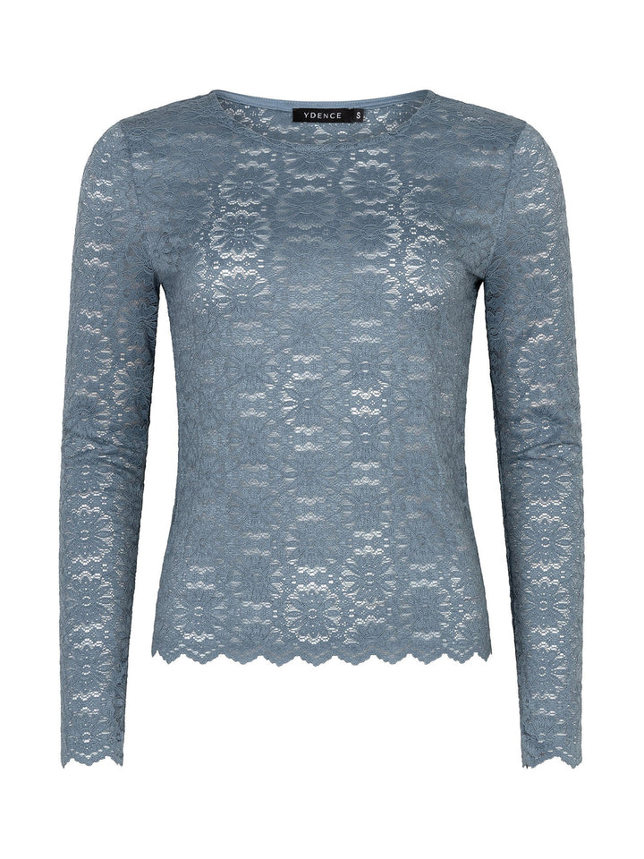 Ydence - Top Loiza Broderie Blue Grey - Luxedy