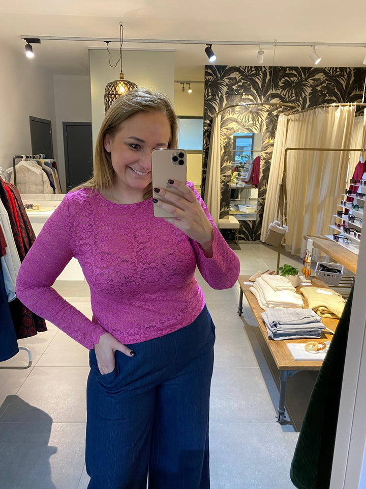 Ydence - Top Loiza Broderie Fuchsia Purple - Luxedy