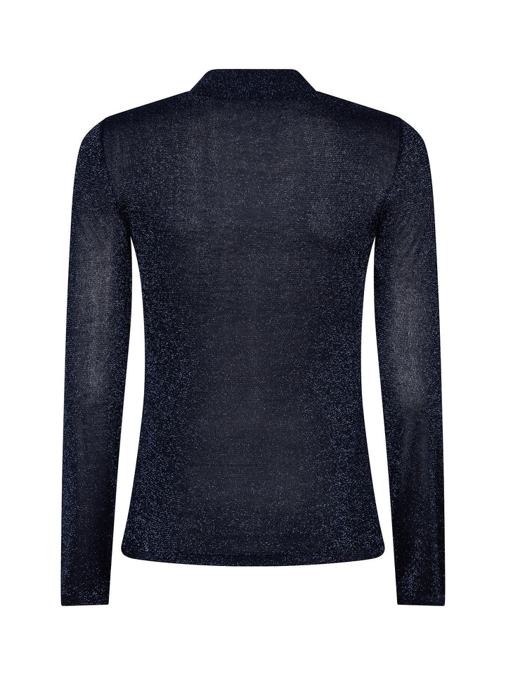 Ydence - Top Lotte Knitted Glitter Navy Blue - Luxedy