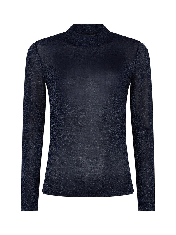 Ydence - Top Lotte Knitted Glitter Navy Blue - Luxedy