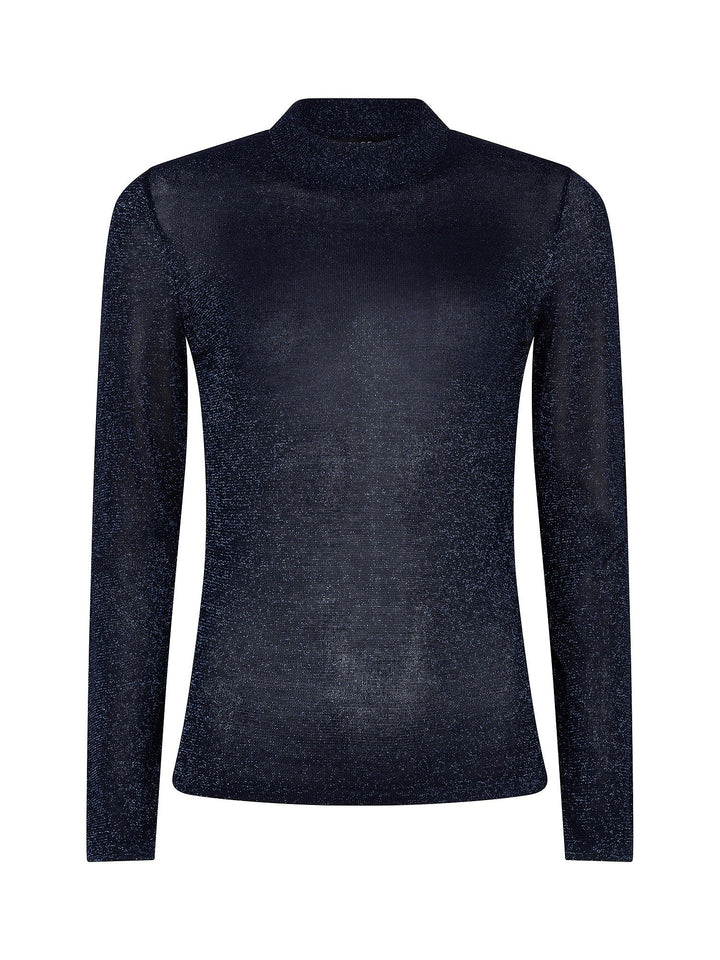 Ydence - Top Lotte Knitted Glitter Navy Blue - Luxedy